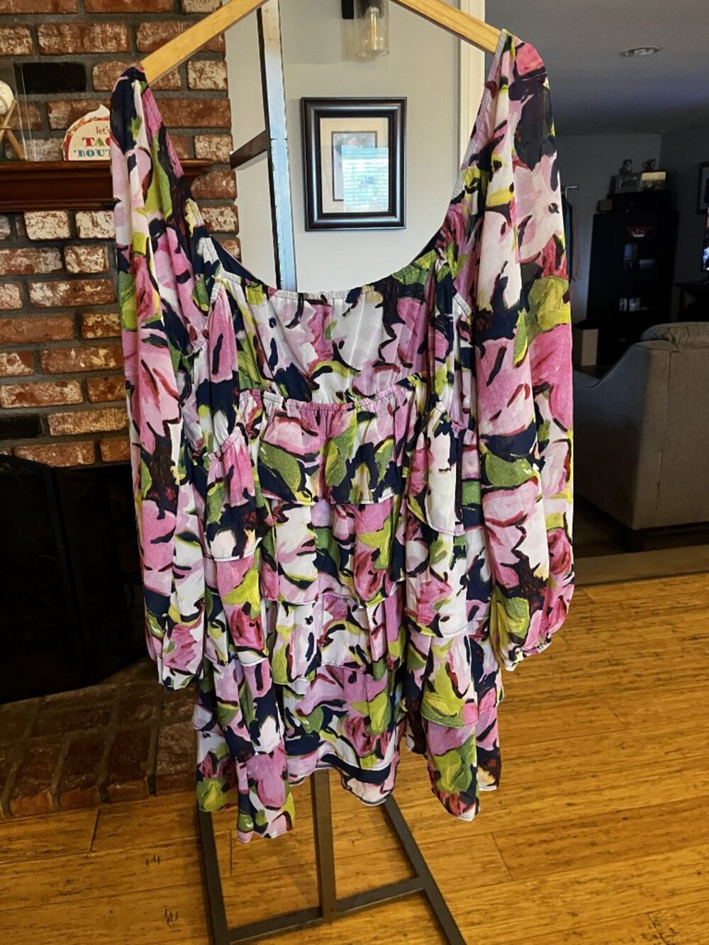 Abercrombie & Fitch Pink Green Navy Floral Mini Dress - Picture 2 of 2
